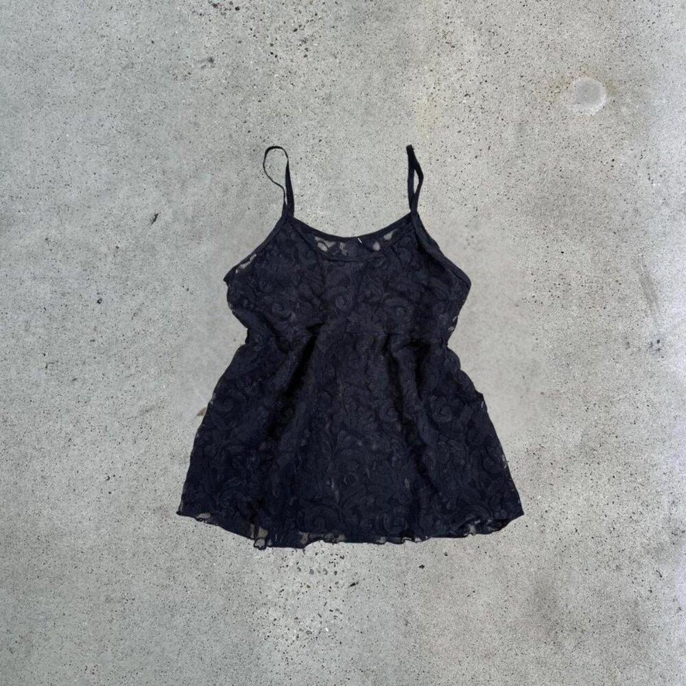 2000s sheer lace baby doll cami top